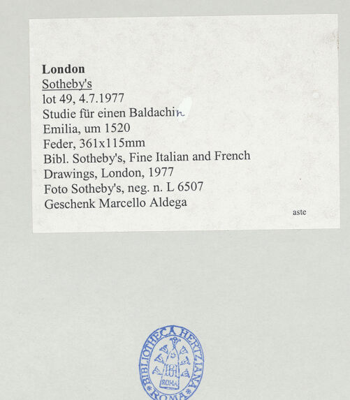 Rückseite von Alinari [https://rightsstatements.org/page/CNE/1.0/] Marcus Antonius trifft Kleopatra - , bh524515_recto. Foto.