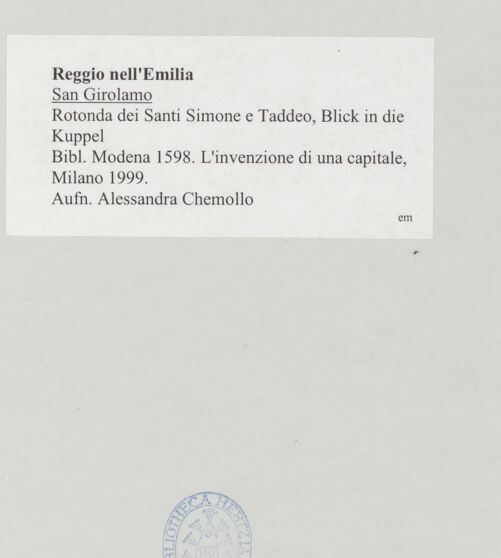 Rückseite von Chemollo, Alessandra [https://www.deutsche-digitale-bibliothek.de/content/lizenzen/rv-ez/] San GirolamoSanti Simone e Taddeo - Rotonda dei Santi Simone e Taddeo, Blick in die Kuppel, bh524742_recto. Foto: Chemollo, Alessandra.