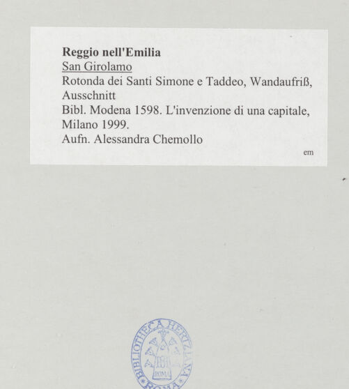 Rückseite von Chemollo, Alessandra [https://www.deutsche-digitale-bibliothek.de/content/lizenzen/rv-ez/] San GirolamoSanti Simone e Taddeo - Rotonda dei Santi Simone e Taddeo, Wandaufriss, Ausschnitt, bh524745_recto. Foto: Chemollo, Alessandra.