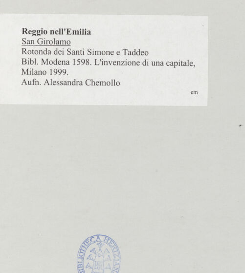 Rückseite von Chemollo, Alessandra [https://www.deutsche-digitale-bibliothek.de/content/lizenzen/rv-ez/] San GirolamoSanti Simone e Taddeo - Rotonda dei Santi Simone e Taddeo, bh524746_recto. Foto: Chemollo, Alessandra.