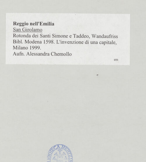 Rückseite von Chemollo, Alessandra [https://www.deutsche-digitale-bibliothek.de/content/lizenzen/rv-ez/] San GirolamoSanti Simone e Taddeo - Rotonda dei Santi Simone e Taddeo, Wandaufriss, bh524751_recto. Foto: Chemollo, Alessandra.