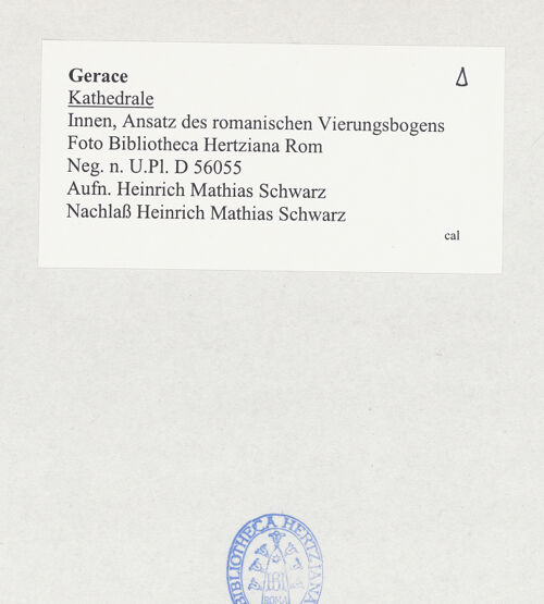 Rückseite von Bibliotheca Hertziana [https://www.deutsche-digitale-bibliothek.de/content/lizenzen/rv-fz/] CattedraleVierung und Querhaus - Nordquerhausarm, Detail der Nordapsis und des Nordöstlichen Vierungpfeilers, bh524799_recto. Foto: Schwarz, Heinrich Mathias.