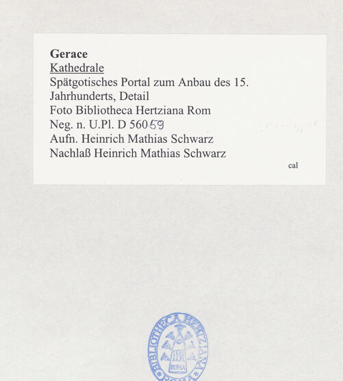 Rückseite von Bibliotheca Hertziana [https://www.deutsche-digitale-bibliothek.de/content/lizenzen/rv-fz/] Portal zur Kapelle des Heiligen Josef - Gesamtansicht, bh524801_recto. Foto: Schwarz, Heinrich Mathias.