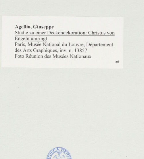 Rückseite von Réunion des Musées Nationaux [https://www.deutsche-digitale-bibliothek.de/content/lizenzen/rv-ez/] Studie zu einer Deckendekoration: Christus von Engeln umringt - , bh525052_recto. Foto.