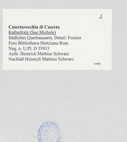 Rückseite von Bibliotheca Hertziana [https://www.deutsche-digitale-bibliothek.de/content/lizenzen/rv-fz/] DuomoSüdlicher Querhausarm - Südwand, unteres Fenster rechts, bh525105_recto. Foto: Schwarz, Heinrich Mathias.