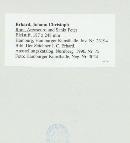 Rückseite von Hamburger Kunsthalle [https://rightsstatements.org/page/CNE/1.0/] Arco Scuro und Sankt Peter - , bh525519_recto. Foto.