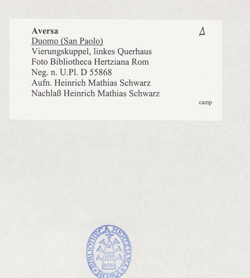 Rückseite von Bibliotheca Hertziana [https://www.deutsche-digitale-bibliothek.de/content/lizenzen/rv-fz/] Duomo - Vierungskuppel, Nordquerhausarm, bh526261_recto. Foto: Schwarz, Heinrich Mathias.