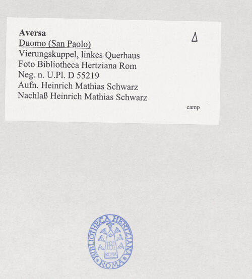 Rückseite von Bibliotheca Hertziana [https://www.deutsche-digitale-bibliothek.de/content/lizenzen/rv-fz/] Duomo - Vierungskuppel, Nordquerhausarm, bh526264_recto. Foto: Schwarz, Heinrich Mathias.