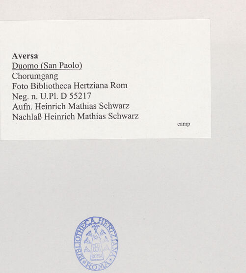 Rückseite von Bibliotheca Hertziana [https://www.deutsche-digitale-bibliothek.de/content/lizenzen/rv-fz/] Duomo - Chorumgang, bh526268_recto. Foto: Schwarz, Heinrich Mathias.