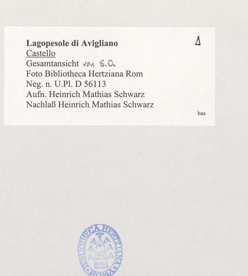 Rückseite von Bibliotheca Hertziana [https://www.deutsche-digitale-bibliothek.de/content/lizenzen/rv-fz/] Gesamtansicht, bh526345_recto. Foto: Schwarz, Heinrich Mathias.