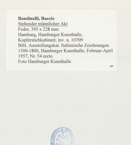 Rückseite von Hamburger Kunsthalle [https://www.deutsche-digitale-bibliothek.de/content/lizenzen/rv-ez/] Stehender männlicher Akt - , bh527741_recto. Foto.