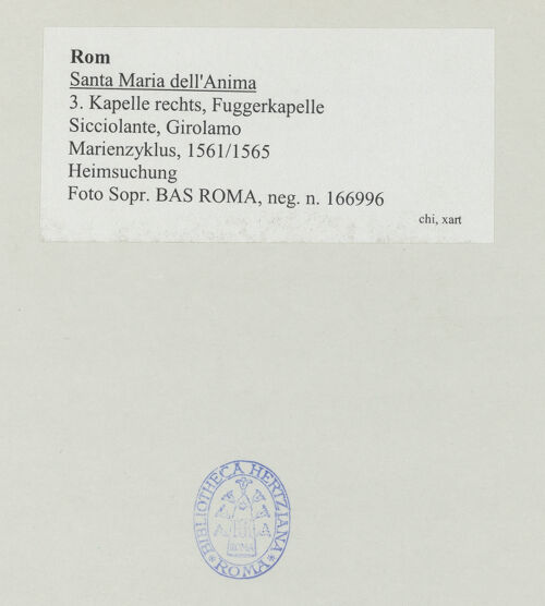 Rückseite von Sopr. BAS ROMA [https://www.deutsche-digitale-bibliothek.de/content/lizenzen/rv-ez/] MarienzyklusHeimsuchung - , bh529201_recto. Foto.