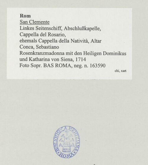 Rückseite von Sopr. BAS ROMA [https://www.deutsche-digitale-bibliothek.de/content/lizenzen/rv-ez/] KapellenausmalungDie heilige Barbara wird von ihrem Vater enthauptet - , bh530736_recto. Foto.