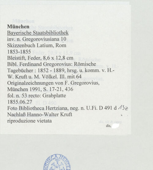 Rückseite von Bibliotheca Hertziana [https://www.deutsche-digitale-bibliothek.de/content/lizenzen/rv-ez/] Skizzenbuch Latium, RomRoma, Santa Maria in Ara Caeli, Grabplatte des Ludovico Aldobrandi (?), 1575 - , bh530812_recto. Foto.