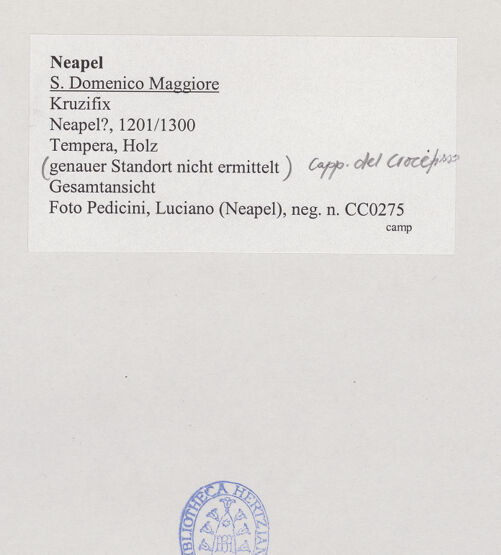 Rückseite von Pedicini, Luciano [https://www.deutsche-digitale-bibliothek.de/content/lizenzen/rv-ez/] Kruzifix - Gesamtansicht, bh531990_recto. Foto: Pedicini, Luciano.