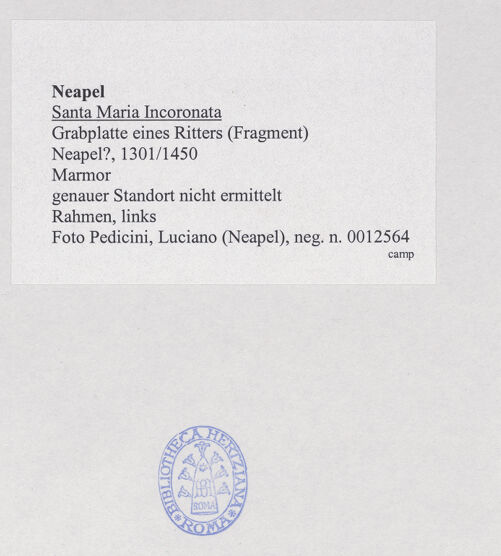 Rückseite von Pedicini, Luciano [https://www.deutsche-digitale-bibliothek.de/content/lizenzen/rv-ez/] Grabplatte eines Ritters (gest. 1383) - Rahmen, links, bh532010_recto. Foto: Pedicini, Luciano.