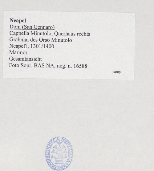 Rückseite von Sopr. BAS NA [https://www.deutsche-digitale-bibliothek.de/content/lizenzen/rv-ez/] Grabmal des Bischofs Orso Minutolo (gest. 1327) - Gesamtansicht, bh532018_recto. Foto.