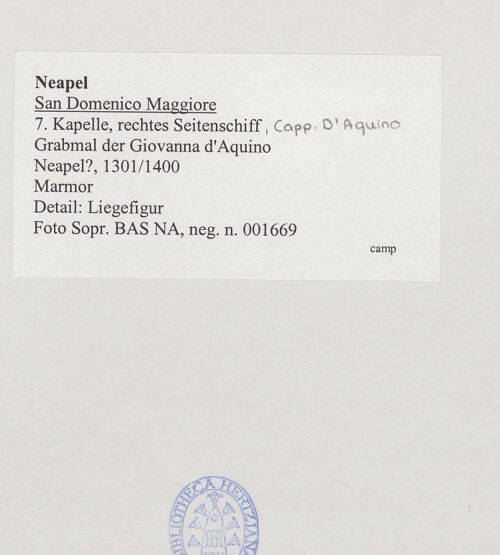 Rückseite von Sopr. BAS NA [https://www.deutsche-digitale-bibliothek.de/content/lizenzen/rv-ez/] Grabmal der Giovanna d'Aquino (gest. 1347)Giovanna d'Aquino - Gesamtansicht, bh532047_recto. Foto.