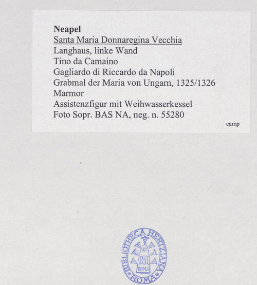 Rückseite von Sopr. BAS NA [https://www.deutsche-digitale-bibliothek.de/content/lizenzen/rv-ez/] Grabmal der Königin Maria von Ungarn - Assistenzfigur mit Weihwasserkessel, bh532471_recto. Foto.