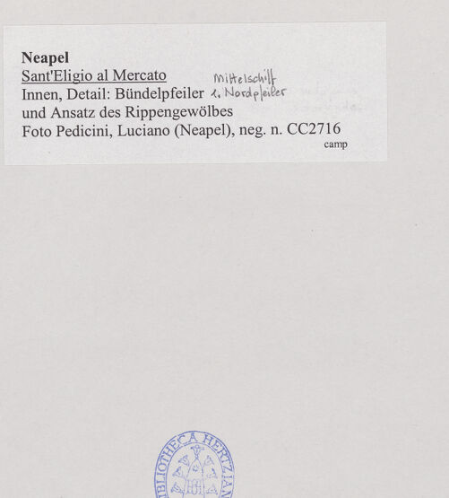 Rückseite von Pedicini, Luciano [https://www.deutsche-digitale-bibliothek.de/content/lizenzen/rv-ez/] Sant'Eligio al Mercato - Erster Nordpfeiler, bh532492_recto. Foto: Pedicini, Luciano.