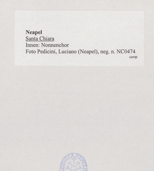 Rückseite von Pedicini, Luciano [https://www.deutsche-digitale-bibliothek.de/content/lizenzen/rv-ez/] Santa ChiaraNonnenchor - Ansicht von Nordosten, bh532507_recto. Foto: Pedicini, Luciano.