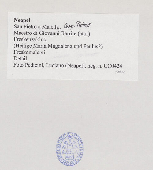 Rückseite von Pedicini, Luciano [https://www.deutsche-digitale-bibliothek.de/content/lizenzen/rv-ez/] Szenen aus dem Leben der heiligen Maria MagdalenaDie Engel ernähren die heilige Maria Magdalena mit einer Hostie - Gesamtansicht, bh532545_recto. Foto: Pedicini, Luciano.