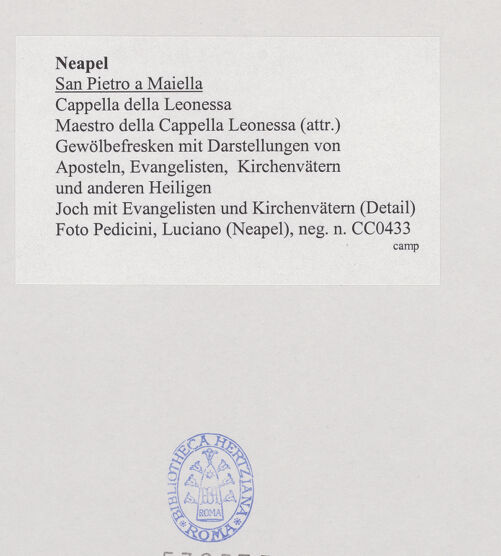 Rückseite von Pedicini, Luciano [https://www.deutsche-digitale-bibliothek.de/content/lizenzen/rv-ez/] Gewölbedekoration mit Darstellungen von Aposteln, Evangelisten, Kirchenvätern und anderen HeiligenEvangelisten und Kirchenvätern - Heiliger Johannes, bh532575_recto. Foto: Pedicini, Luciano.