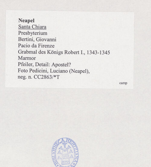 Rückseite von Pedicini, Luciano [https://www.deutsche-digitale-bibliothek.de/content/lizenzen/rv-ez/] Grabmal des Königs Robert I.Heiligen und Propheten - Pfeiler, Detail: Apostel?, bh532675_recto. Foto: Pedicini, Luciano.