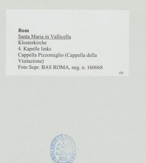 Rückseite von Sopr. BAS ROMA [https://www.deutsche-digitale-bibliothek.de/content/lizenzen/rv-ez/] Santa Maria in VallicellaCappella della Visitazione - , bh533561_recto. Foto.