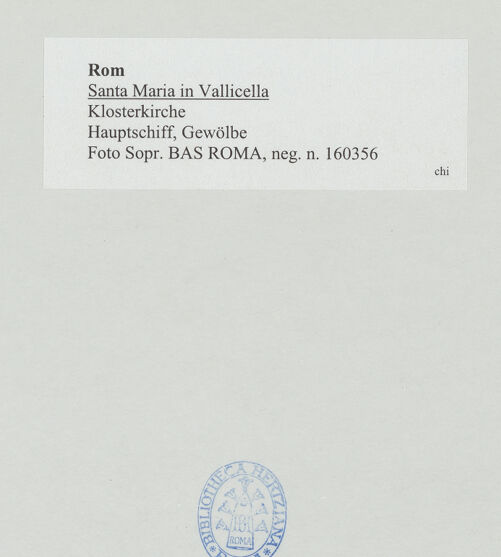 Rückseite von Sopr. BAS ROMA [https://www.deutsche-digitale-bibliothek.de/content/lizenzen/rv-ez/] Die Vision des heiligen Filippo Neri: Wunderbares Eingreifen der Jungfrau Maria in den Kirchenbau - , bh533567_recto. Foto.