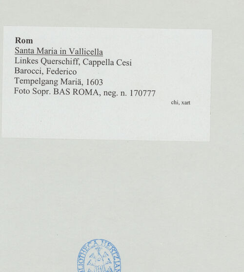 Rückseite von Sopr. BAS ROMA [https://www.deutsche-digitale-bibliothek.de/content/lizenzen/rv-ez/] Tempelgang Mariens - , bh533618_recto. Foto.