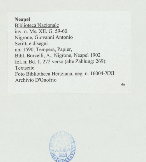 Rückseite von Bibliotheca Hertziana [http://creativecommons.org/publicdomain/mark/1.0/] Scritti e disegniTextseite - , bh534309_recto. Foto: D'Onofrio, Cesare.