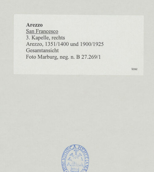 Rückseite von Foto Marburg [https://www.deutsche-digitale-bibliothek.de/content/lizenzen/rv-ez/] Rekonstruierte Kapelle (Cappella ricostruita)Baldachin mit segnendem Christus - Gesamtansicht, bh534536_recto. Foto: Gloc, Jan.