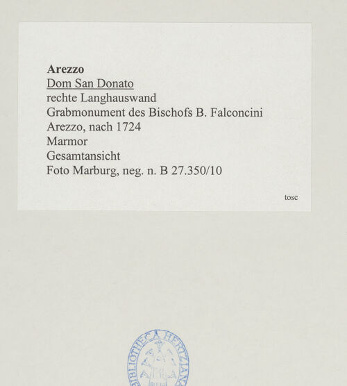 Rückseite von Foto Marburg [https://www.deutsche-digitale-bibliothek.de/content/lizenzen/rv-ez/] Grabmal der Bischöfe Benedetto Falconcini (gest. 1724) und Carlo Filippo Incontri (gest. 1753) - Gesamtansicht, bh534547_recto. Foto: Haag, Paul.