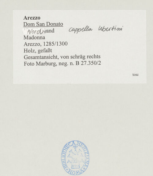 Rückseite von Foto Marburg [https://www.deutsche-digitale-bibliothek.de/content/lizenzen/rv-ez/] Madonna - Gesamtansicht, von schräg rechts, bh535547_recto. Foto: Haag, Paul.