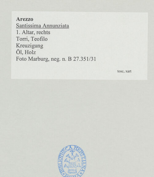 Rückseite von Foto Marburg [https://www.deutsche-digitale-bibliothek.de/content/lizenzen/rv-ez/] Kreuzigung - Gesamtansicht, bh535562_recto. Foto: Haag, Paul.