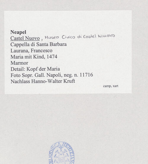 Rückseite von Sopr. Gall. Napoli [https://www.deutsche-digitale-bibliothek.de/content/lizenzen/rv-ez/] Maria mit Kind - Detail: Kopf der Maria, bh536414_recto. Foto.