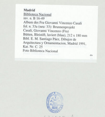 Rückseite von Biblioteca Nacional [https://www.deutsche-digitale-bibliothek.de/content/lizenzen/rv-ez/] Album des Fra Giovanni Vincenzo CasaliBrunnenprojekt - , bh536517_recto. Foto.