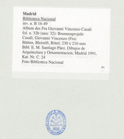 Rückseite von Biblioteca Nacional [https://www.deutsche-digitale-bibliothek.de/content/lizenzen/rv-ez/] Album des Fra Giovanni Vincenzo CasaliBrunnenprojekt - , bh536518_recto. Foto.