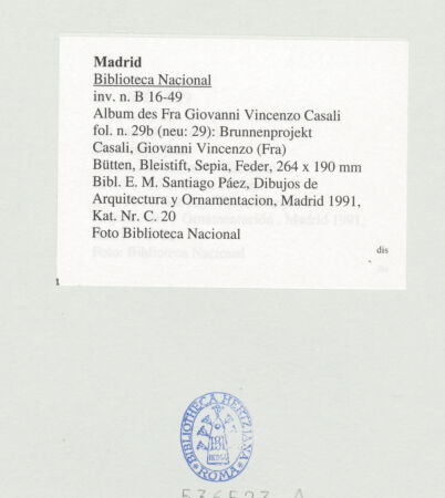 Rückseite von Biblioteca Nacional [https://www.deutsche-digitale-bibliothek.de/content/lizenzen/rv-ez/] Album des Fra Giovanni Vincenzo CasaliBrunnenprojekt - , bh536523_recto. Foto.