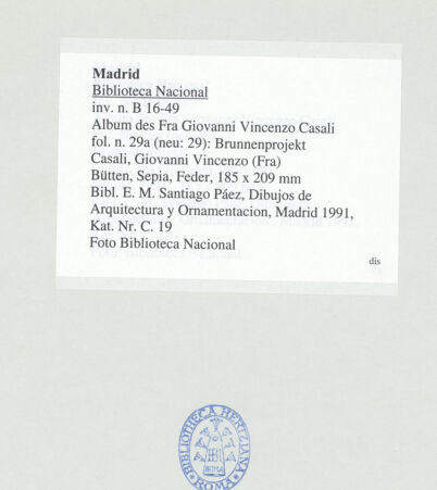 Rückseite von Biblioteca Nacional [https://www.deutsche-digitale-bibliothek.de/content/lizenzen/rv-ez/] Album des Fra Giovanni Vincenzo CasaliBrunnenprojekt - , bh536524_recto. Foto.