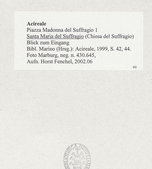 Rückseite von Foto Marburg [https://www.deutsche-digitale-bibliothek.de/content/lizenzen/rv-ez/] Santa Maria del Suffragio - Blick zum Eingang, bh537227_recto. Foto: Fenchel, Horst.