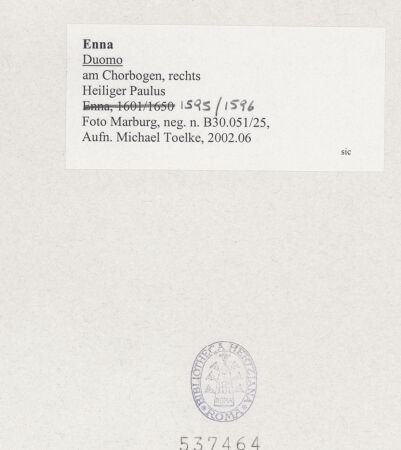 Rückseite von Foto Marburg [https://www.deutsche-digitale-bibliothek.de/content/lizenzen/rv-ez/] Heiliger Paulus - Gesamtansicht, bh537464_recto. Foto: Tölke, Michael.