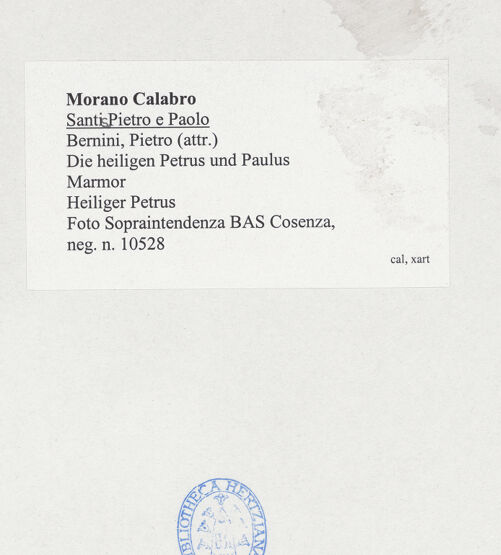 Rückseite von Sopraintendenza BAS Cosenza [https://www.deutsche-digitale-bibliothek.de/content/lizenzen/rv-ez/] Die heiligen Petrus und Paulus - Heiliger Petrus, bh537831_recto. Foto.