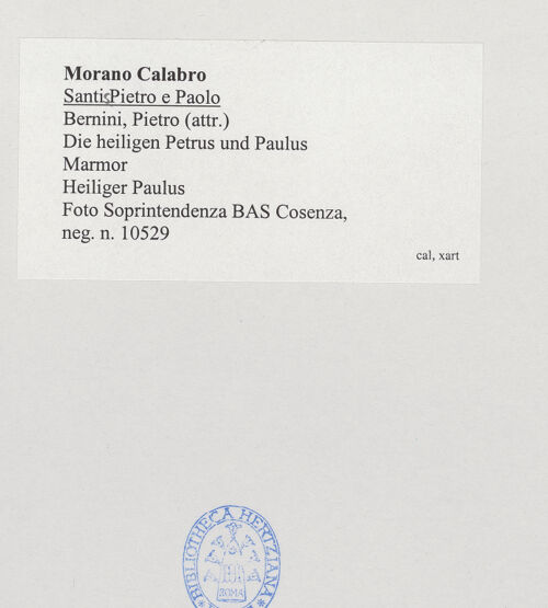 Rückseite von Soprintendenza BAS Cosenza [https://www.deutsche-digitale-bibliothek.de/content/lizenzen/rv-ez/] Die heiligen Petrus und Paulus - Heiliger Paulus, bh537832_recto. Foto.
