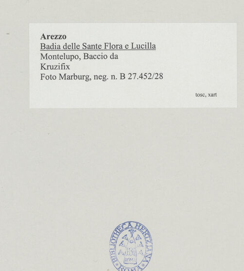 Rückseite von Foto Marburg [https://www.deutsche-digitale-bibliothek.de/content/lizenzen/rv-ez/] Kruzifix - Gesamtansicht, bh537982_recto. Foto: Haag, Paul.