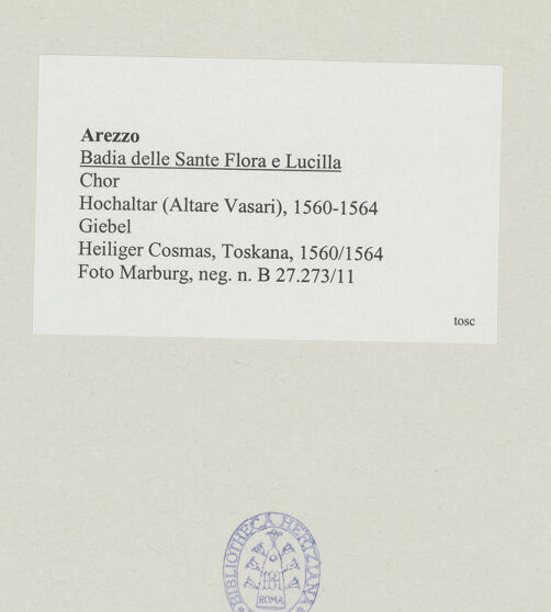 Rückseite von Foto Marburg [https://www.deutsche-digitale-bibliothek.de/content/lizenzen/rv-ez/] Hochaltar (Altare Vasari)Johannes der Evangelist - Gesamtansicht, bh537989_recto. Foto: Gloc, Jan.