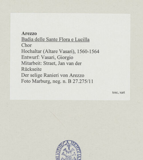 Rückseite von Foto Marburg [https://www.deutsche-digitale-bibliothek.de/content/lizenzen/rv-ez/] Hochaltar (Altare Vasari)Rückseite - Der selige Ranieri von Arezzo, bh537997_recto. Foto: Gloc, Jan.