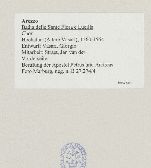 Rückseite von Foto Marburg [https://www.deutsche-digitale-bibliothek.de/content/lizenzen/rv-ez/] Hochaltar (Altare Vasari)VorderseiteBerufung der Apostel Petrus und Andreas - Gesamtansicht, bh538014_recto. Foto: Gloc, Jan.