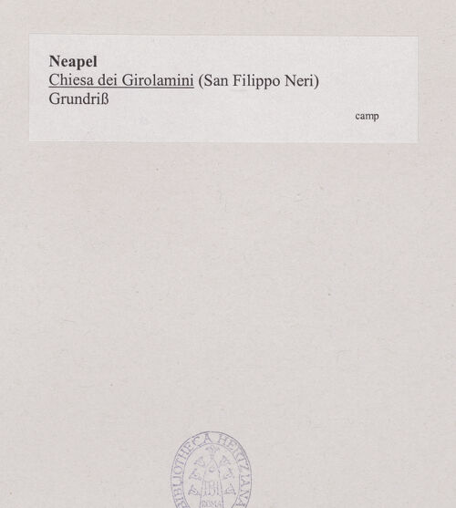 Rückseite von Touring Club Italiano [https://www.deutsche-digitale-bibliothek.de/content/lizenzen/rv-ez/] San Filippo Neri & Chiesa dei Girolamini - Grundriss, bh538079_recto. Foto.